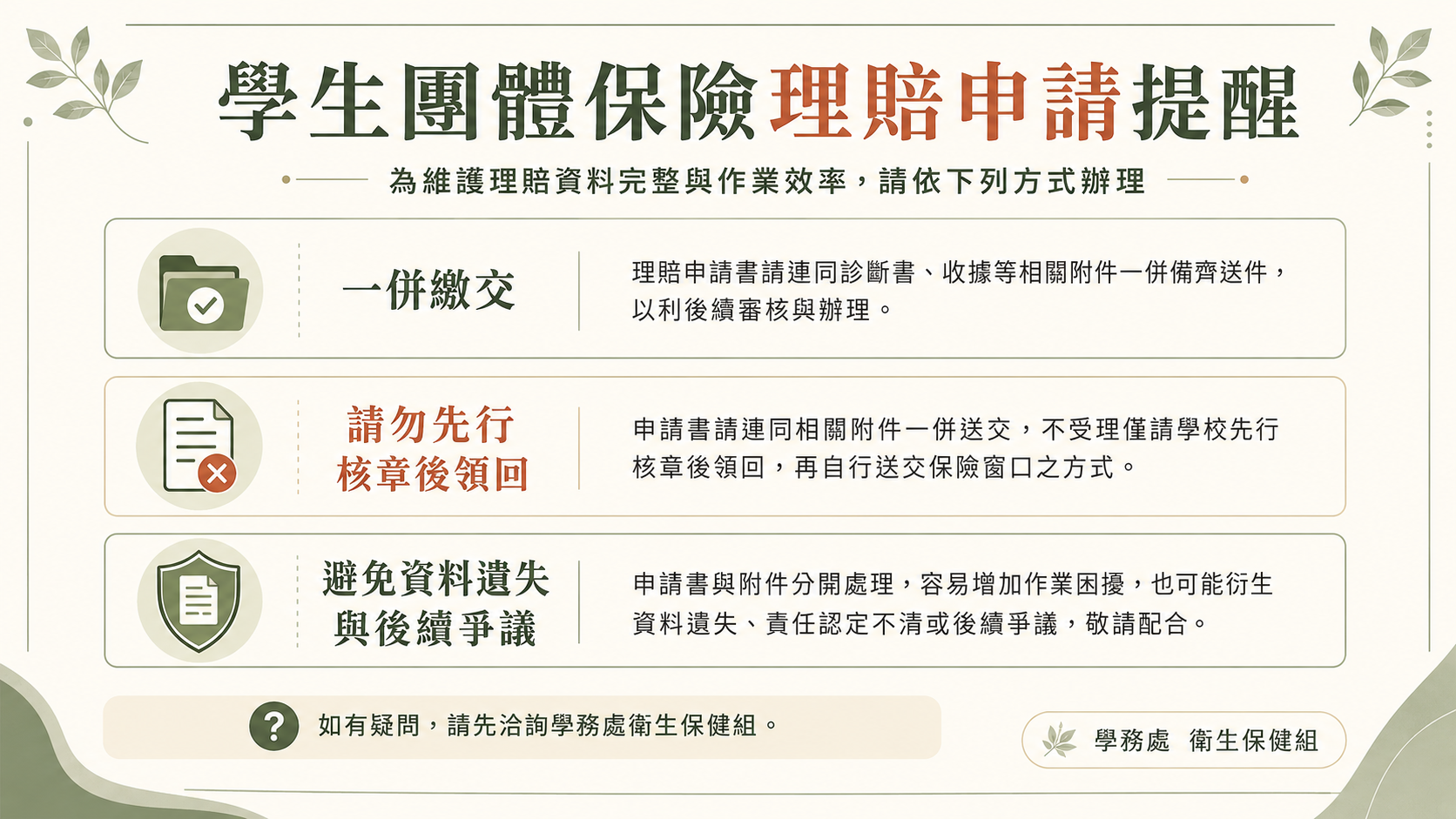 學保理賠申請提醒